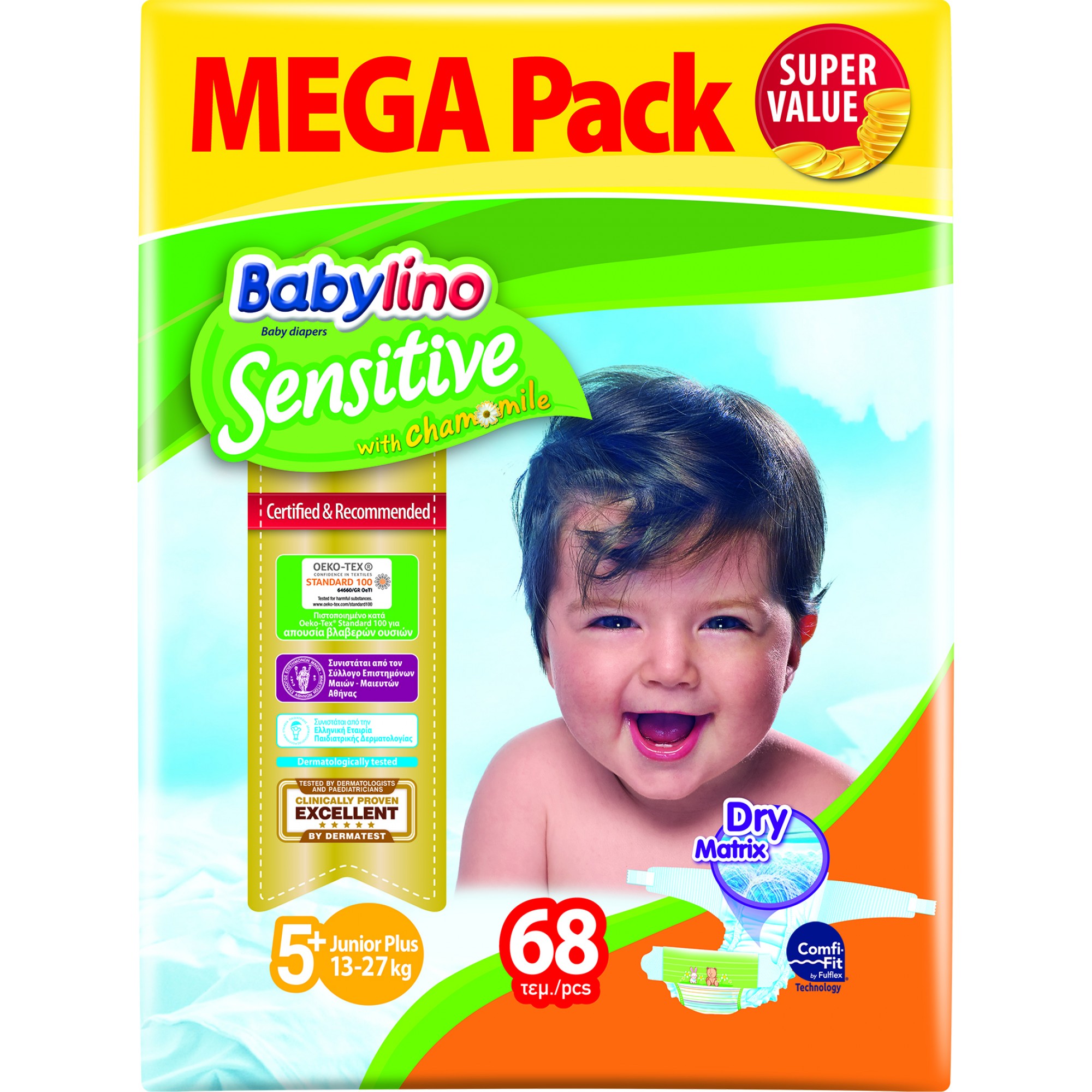 Scutece Babylino Sensitive Megapack Junior Plus N5+ 68 buc 