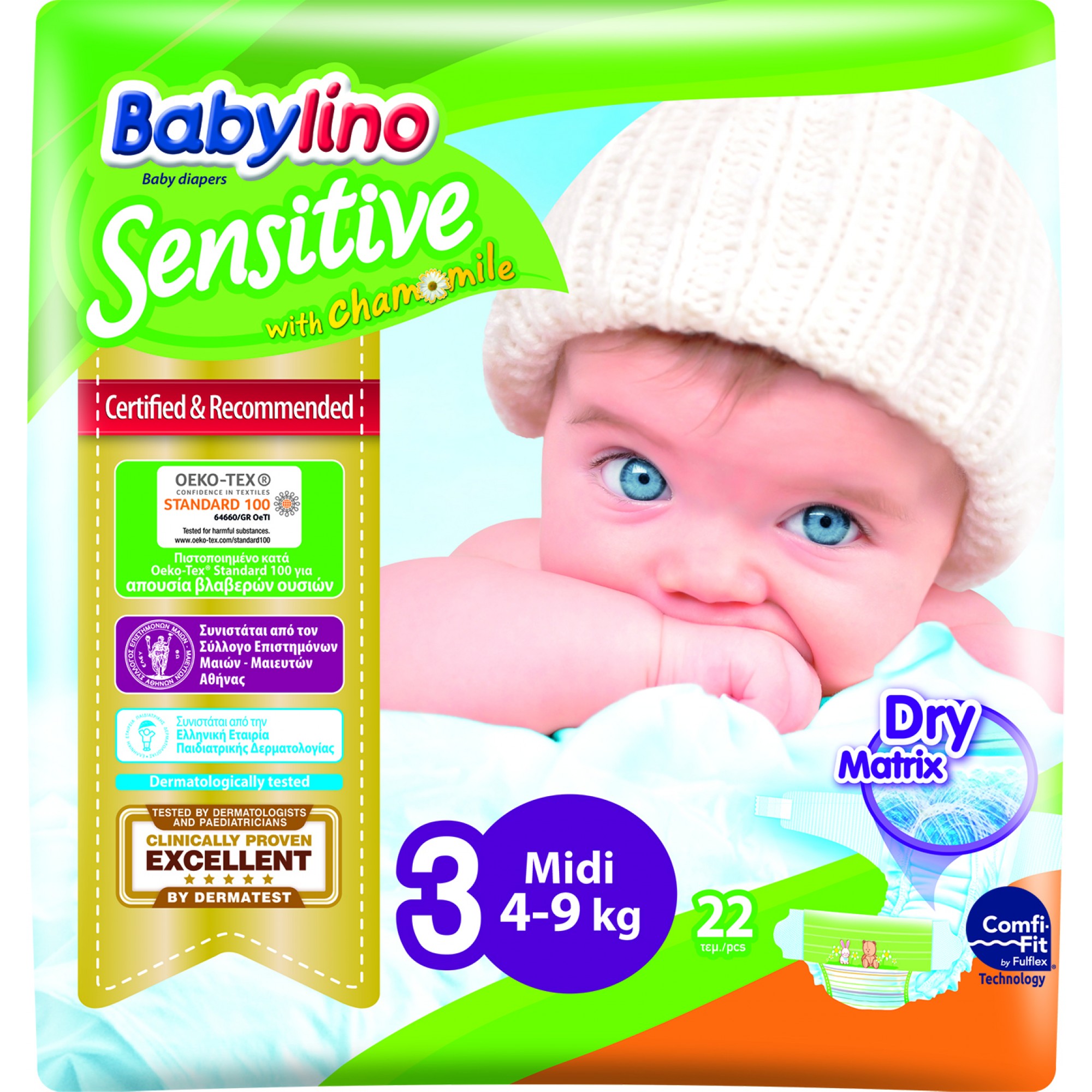 Scutece Babylino Sensitive N3 4-9kg/22 buc
