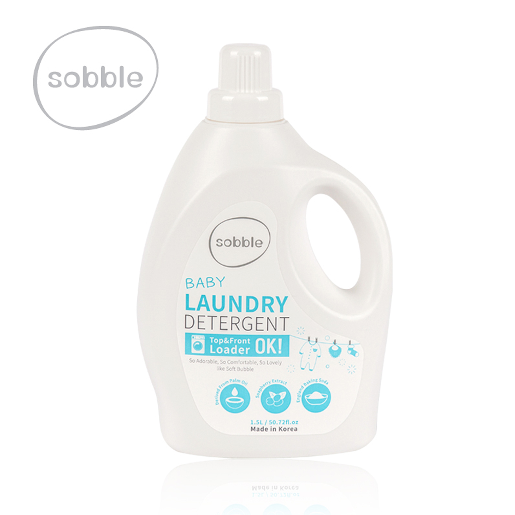 Detergent lichid de rufe pentru bebelusi Sobble, de origine vegetala, 1.5 l