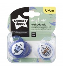 Set Suzete Ortodontice Anytime, Tommee Tippee, 0-6 Luni, 2 buc, Girafa Albastra