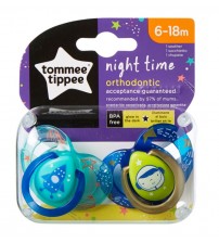 Set Suzete Ortodontice de Noapte, Tommee Tippee, 6-18 Luni, 2 buc, Astronaut Baietel