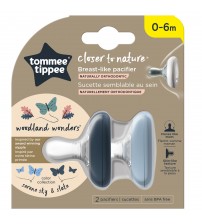 Suzeta Tommee Tippee Closer to Nature, 0-6 luni "Breast like pacifier", Gri Inchis-Gri Deschis, 2 buc