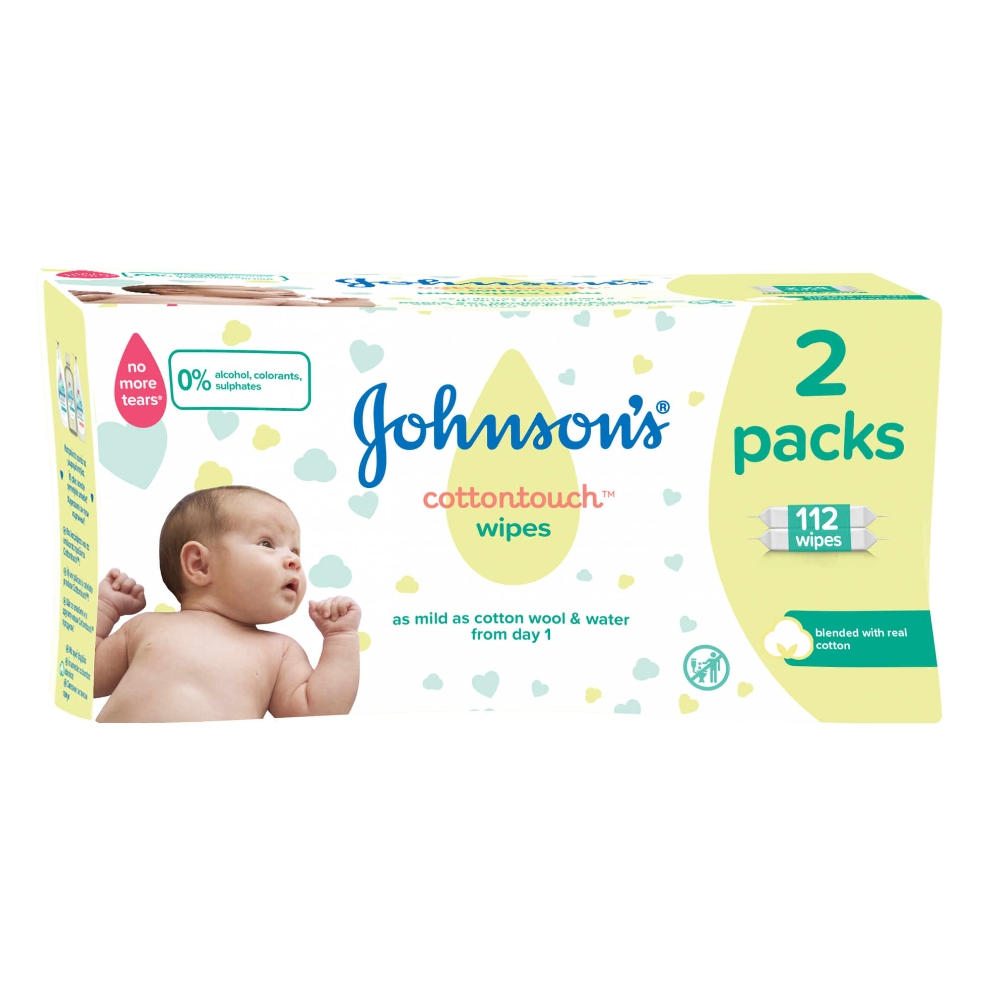 Servetele umede Johnson's Baby Cotton Touch, 2x56 buc