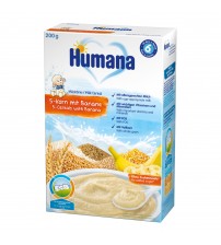 Cereale, Humana cu 5 Cereale si banane, 200g, 6 luni+