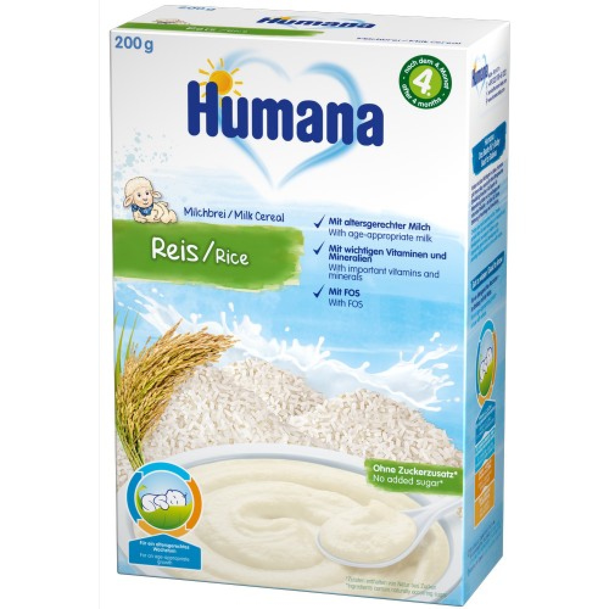 Cereale, Humana orez cu lapte, 200g, 4luni+
